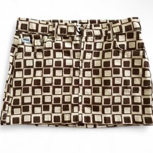 Urban Outfitters RAGGED Brown & Cream 60’s Retro Mini Skirt
